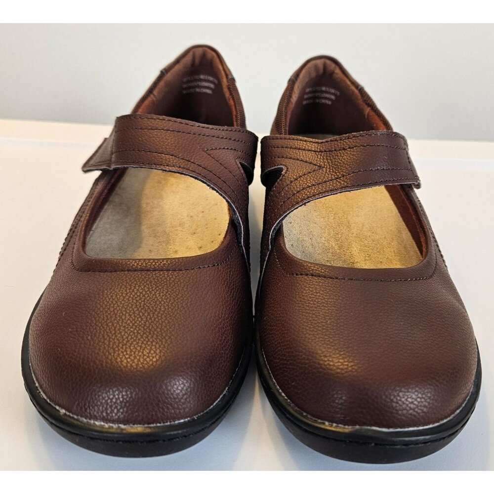 Oviaric Womens Brown Leather Mary Jane Shoes US 8.5 Comfort Sole Adj Strap - Picture 9 of 12